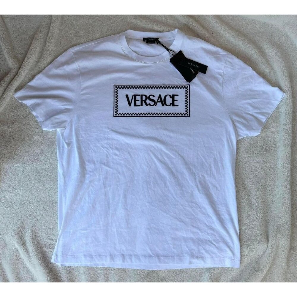 Versace White/Black Box Logo Tee Shirt